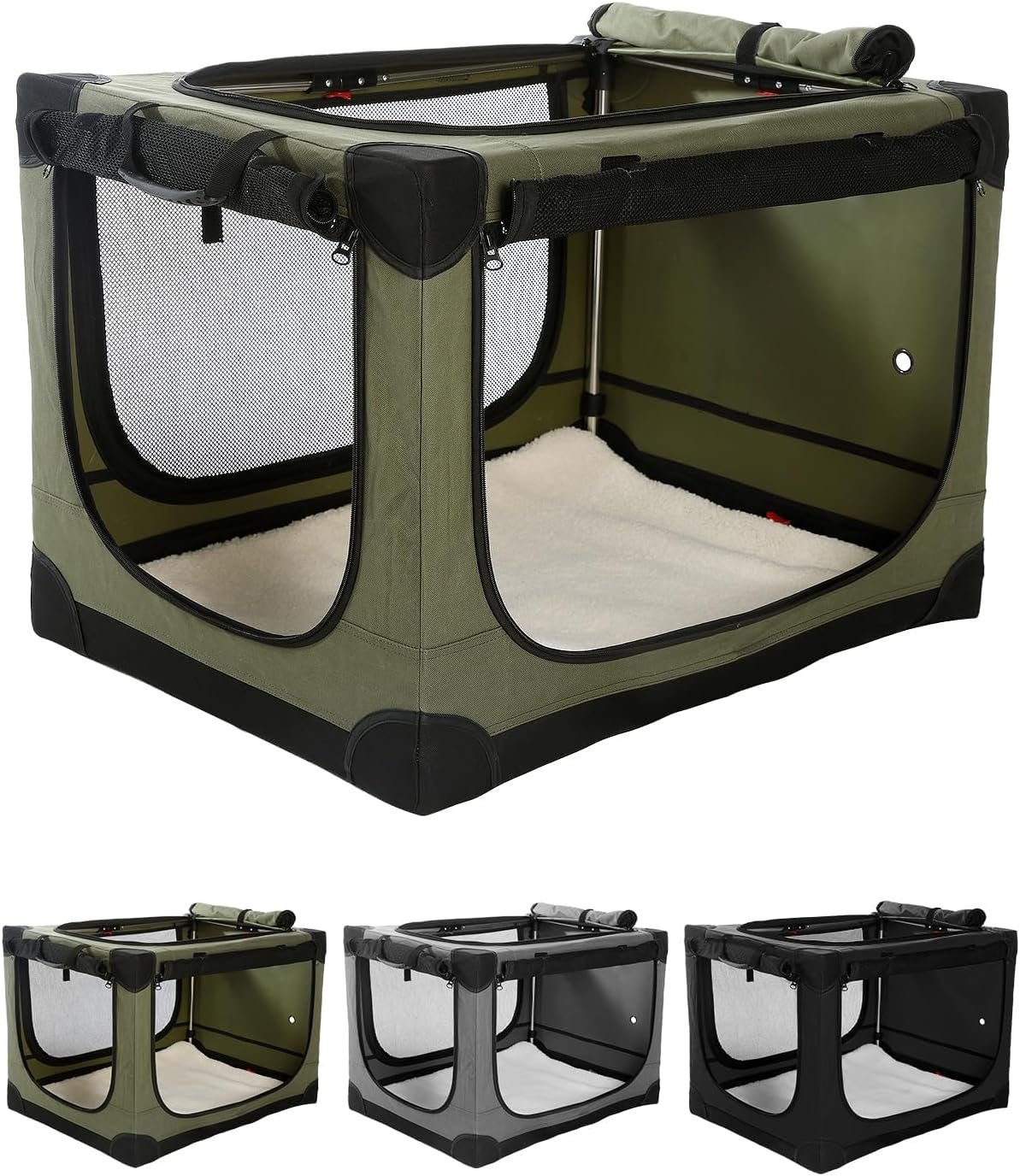 Veraste 30″ Soft Collapsible Travel Dog Crate for Medium Dogs,Green