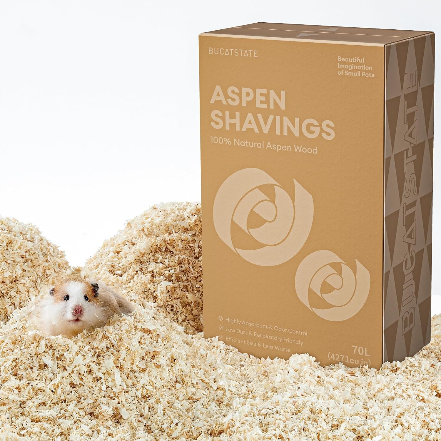 BUCATSTATE 70L Aspen Bedding, Ultra-Fine Shavings for Small Animals