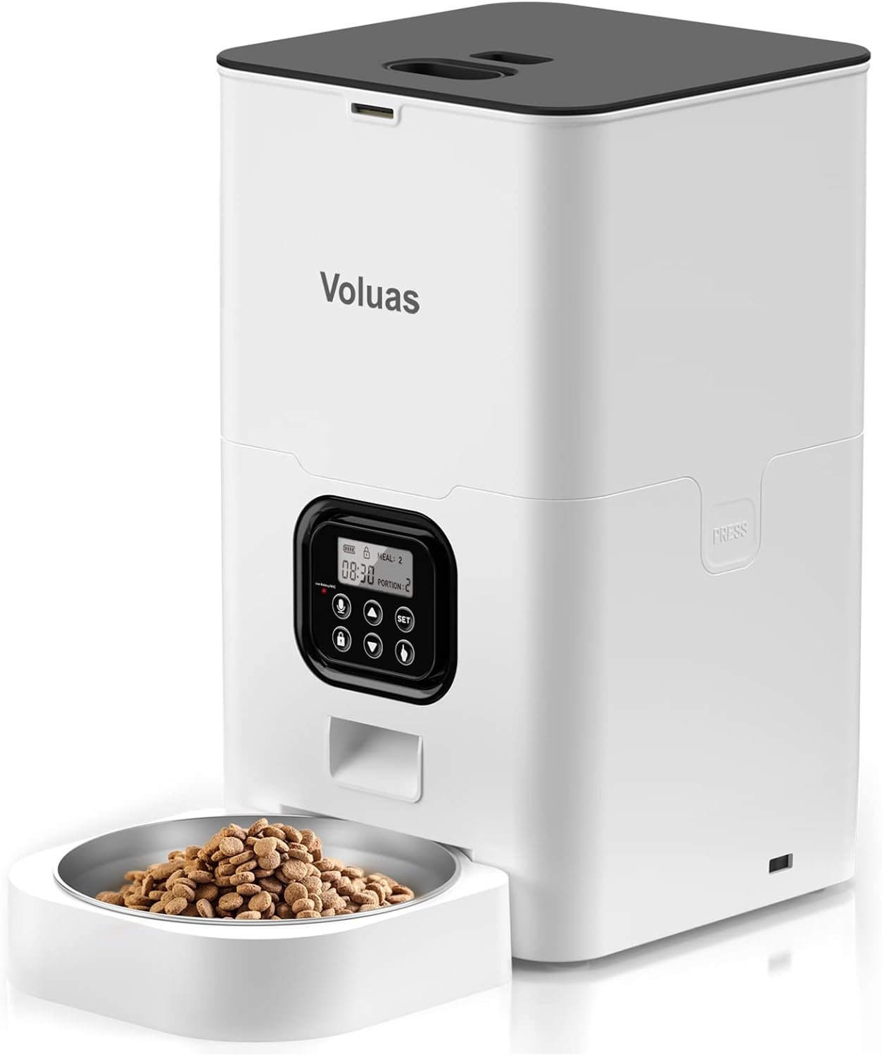 VOLUAS Automatic Cat Feeder, 6L Timed Dry Food Dispenser for Cats & Dogs