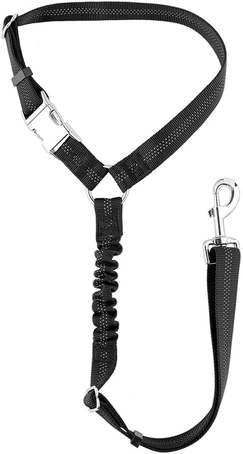 Plutus Pet Dog Seat Belt for Car Headrest, Reflective with Elastic Bungee