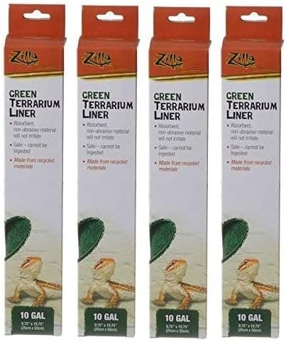 Zilla (4 Pack) Reptile Terrarium Bedding Substrate Liner, Green, 10G