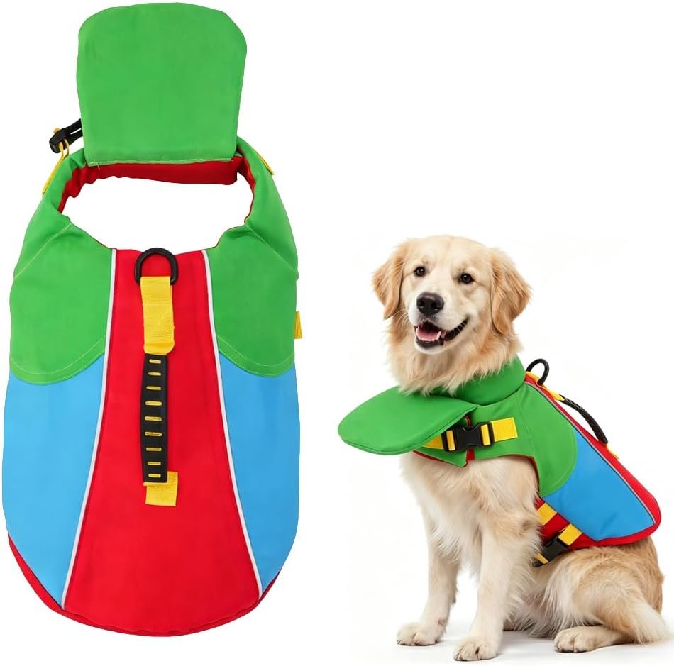 Dog Life Jacket with Chin Float, 2026 Premium Front Float Dog Life Jacket with Chin Support for Pool Boating Pet Supplies, Dog Life Jackets with Head Support for French Bulldog XS to XXL (A, Large)