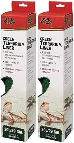 (2 Pack) Zilla Reptile Terrarium Bedding Substrate Liner, Green – 29 Gallon