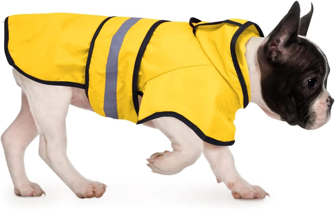 HDE Dog Raincoat with Hood & Leash Hole S-XL Dog Rain Jacket Yellow M