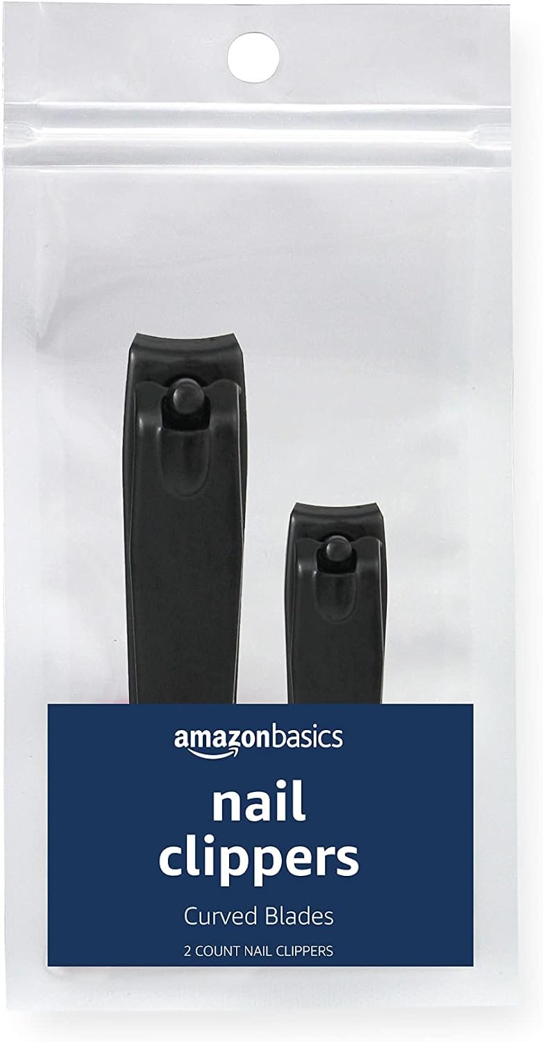 Amazon Basics Toenail and Fingernail Clipper Set, Nail Clippers, Grooming Tool, Black