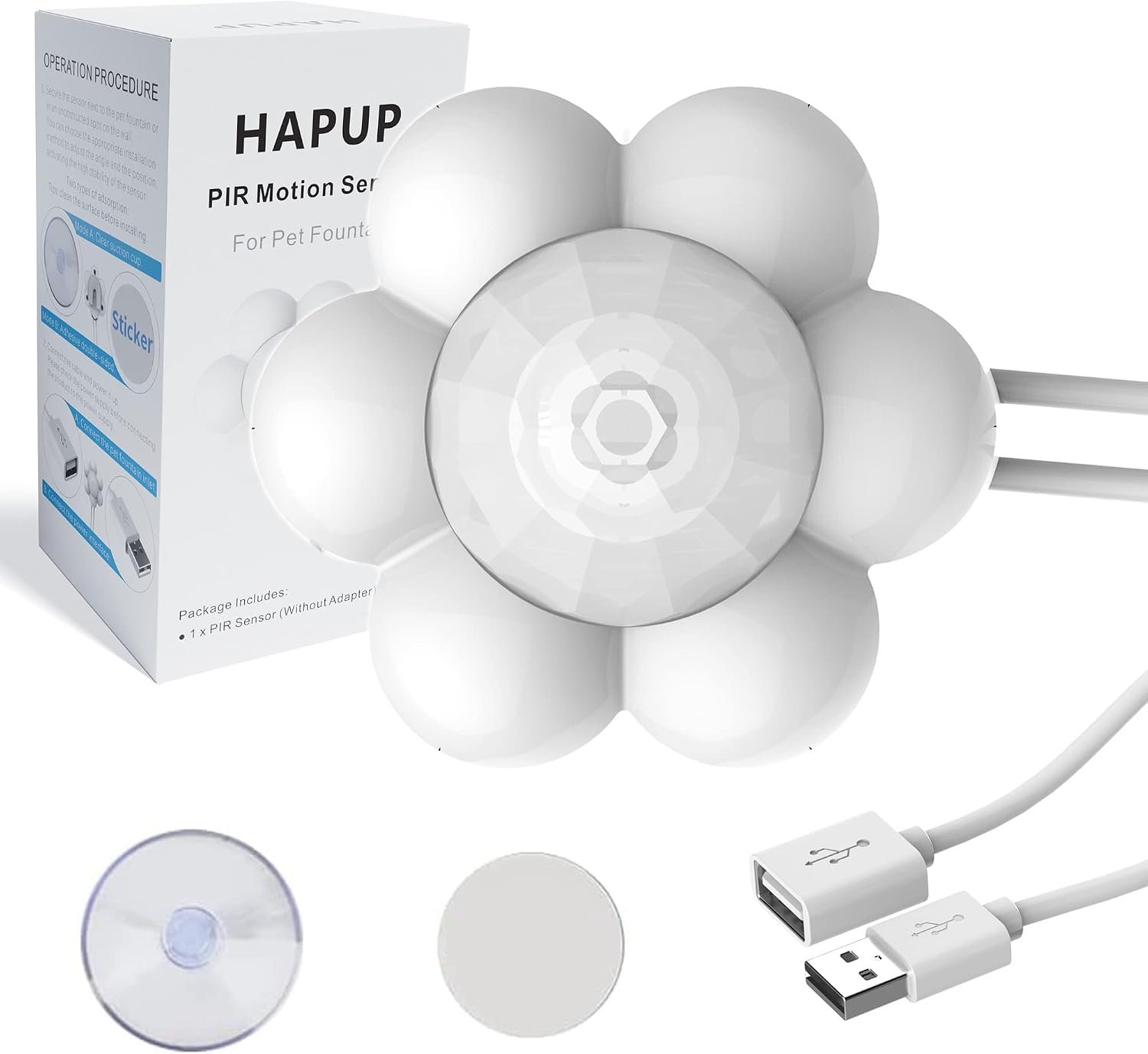 HAPUP Cat Fountain Sensor Motion Sensor Cat Water Fountain Automatic Start Stop Pet Water Fountain Sensor External USB DC 5V 1A Detector Save Energy Accessory Universal Intelligent