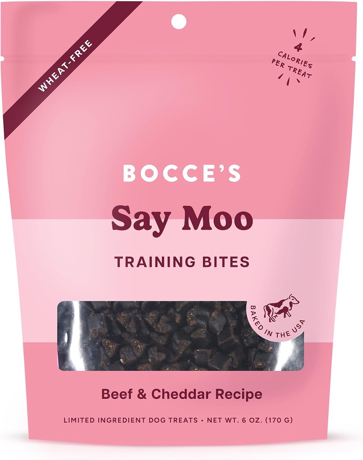Bocce’s Bakery Say Moo Dog Training Treats, Beef & Cheddar Flavor (6 oz)