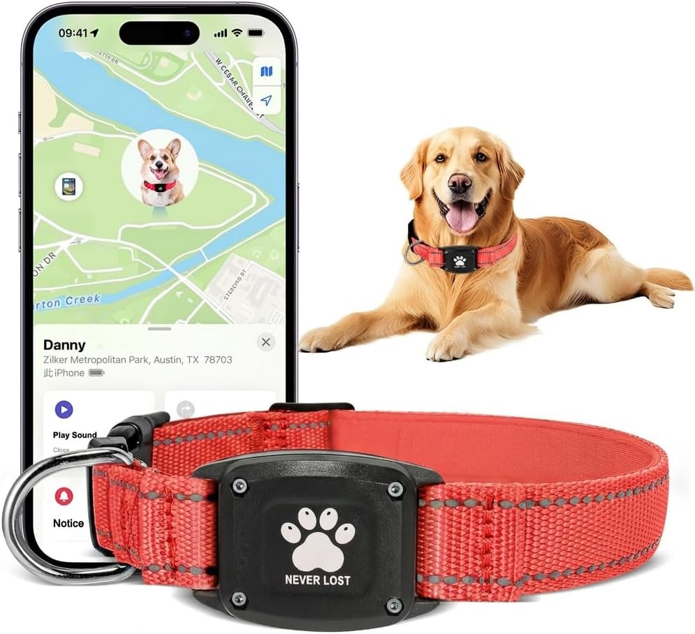 Adjustable Dog Collar with Accessory Slot – Coral Red, Medium 22