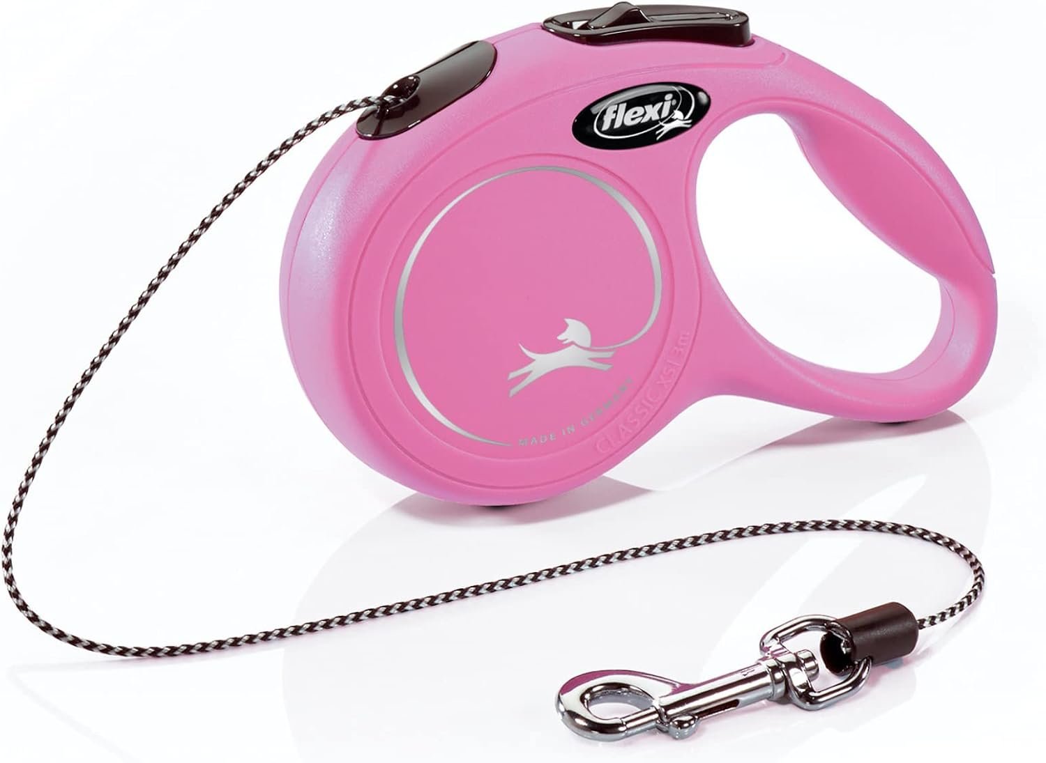 FLEXI® Classic XS Cord Retractable Dog Leash, 3-Finger Grip, 10 ft – Pink