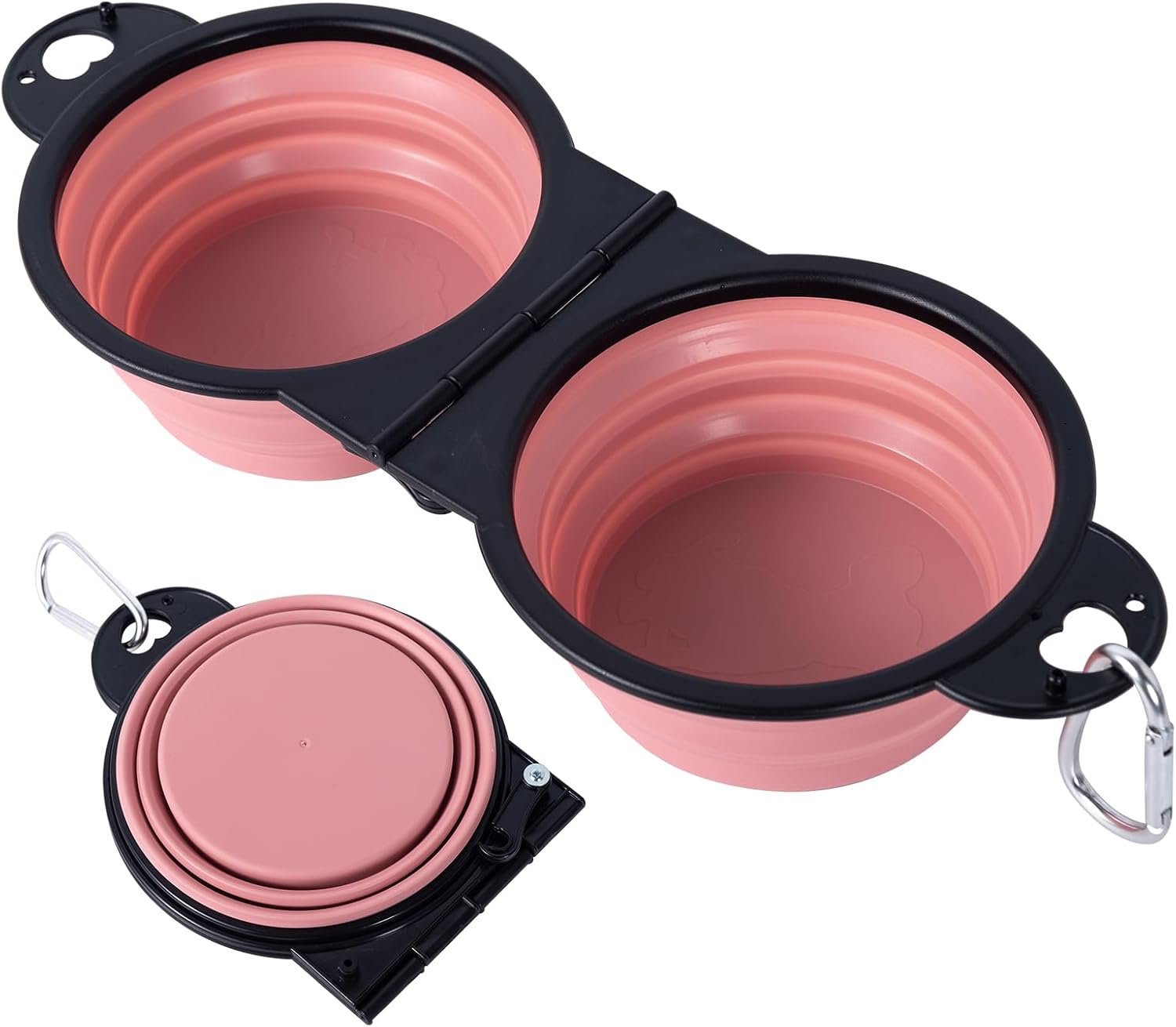 SLSON Collapsible Dog Dual Bowls Reinforced Rim 180 Degrees Flip Over Bowl