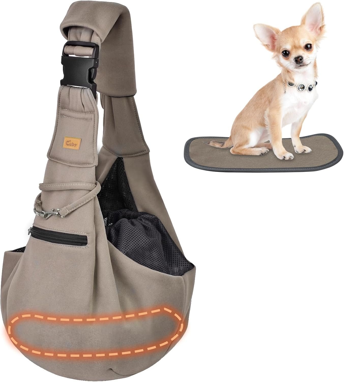 CUBY Dog and Cat Sling Carrier – Hands Free Reversible Pet Papoose Bag – Soft Pouch and Tote Design – Suitable for Puppy, Small Dogs Cats Outdoor