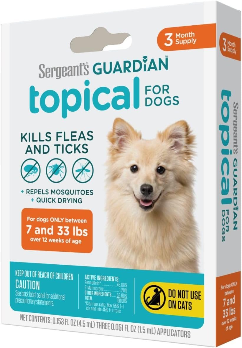 Sergeant’s Guardian Flea & Tick Topical Dogs 7-33 lbs, 3-Month