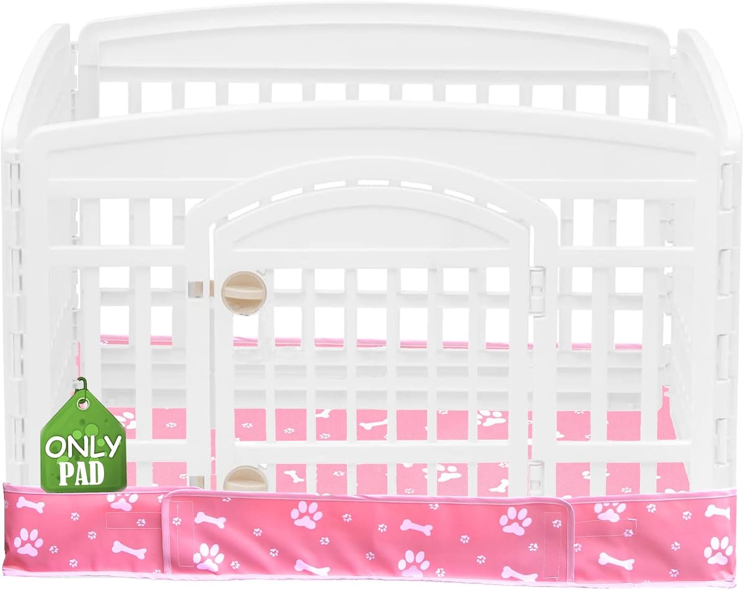 Dog Playpen Bottom Pad Fits for 36 Inch 4 Panels Exercise Pet Playpen, Dog Crate Pad Puppy Playpen Pad, Hoop and Loop Design (Note: Playpen Not Included). -Pink