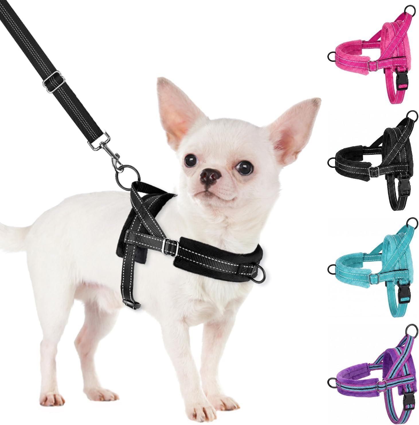 SlowTon No Pull Small Dog Harness and Leash Set with Front Clip