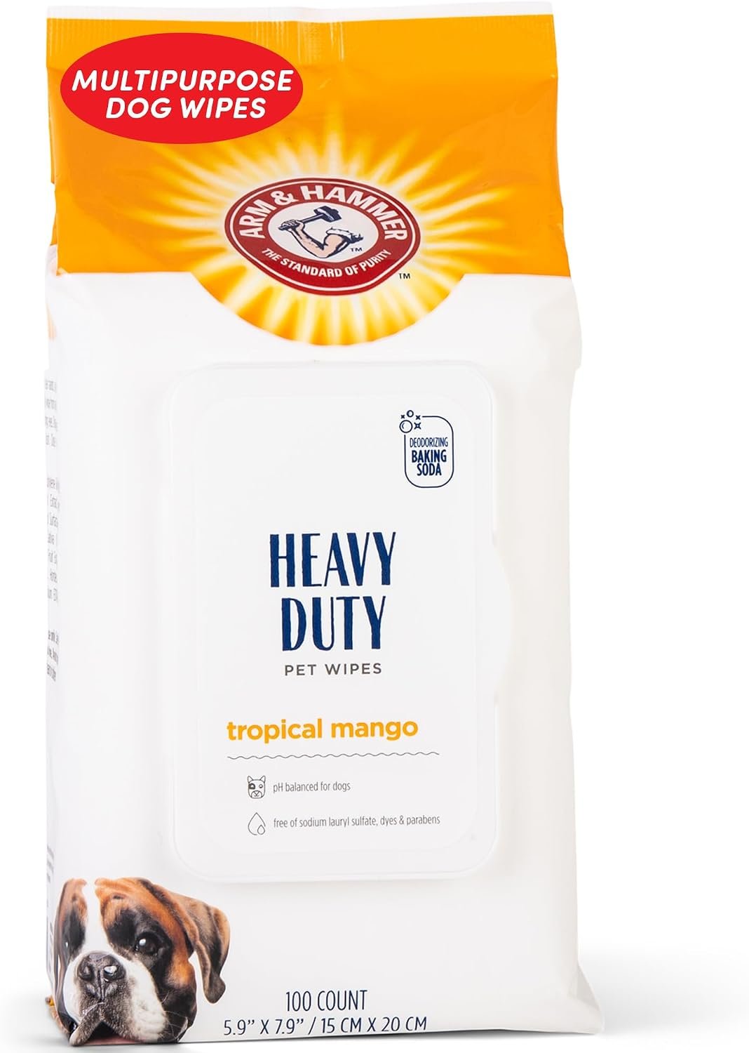 Arm & Hammer Heavy Duty Multipurpose Dog Wipes, Mango, 100 Count