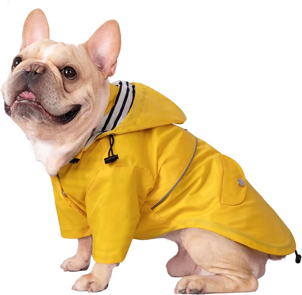 HDE Premium 2-Layer Zip Dog Raincoat Poncho w/Leash Hole & Hood Yellow S