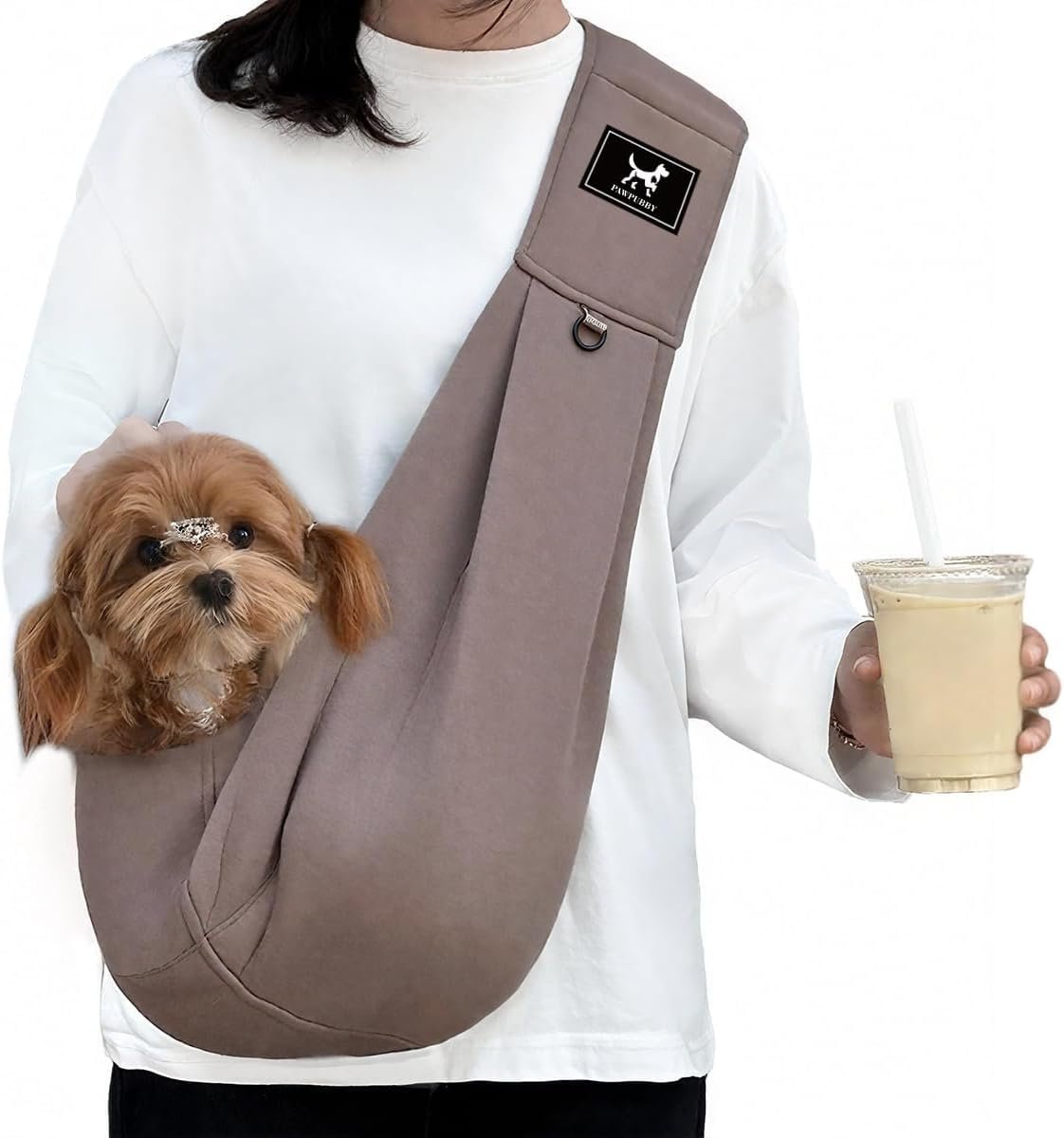 Dog Sling Carrier for Small Dogs up to 15 lbs, Hands-Free, Size L