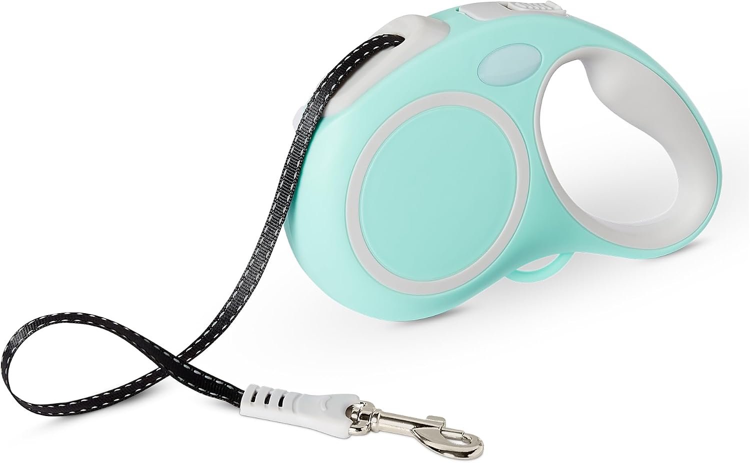 Amazon Basics Retractable Dog Leash, Double-Sided Reflective, Ergonomic Handle, Quick-Lock, 16.4 ft, 33 lb, Size S, Blue