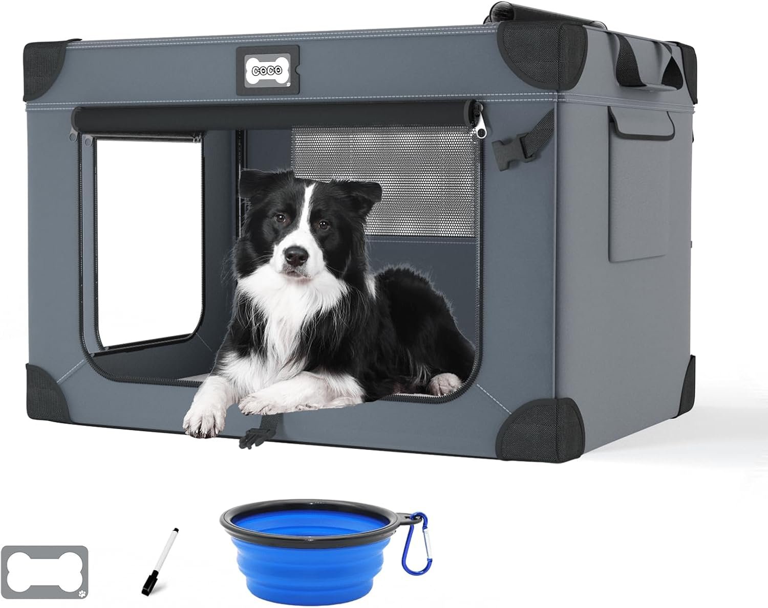 36 Inch Collapsible Soft Dog Crates with 3-Door & Mesh Windows for Travel