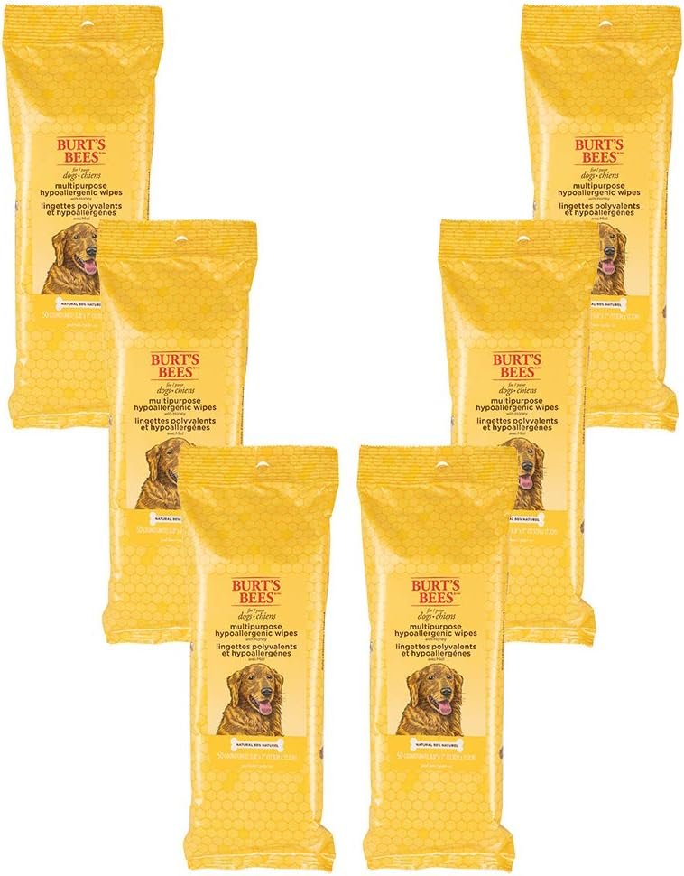 Burts Bees for Pets Honey Multipurpose Dog Grooming Wipes, 50 Count, 6-Pack