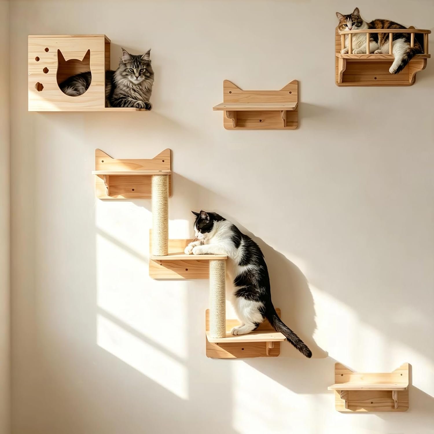 Cat Wall Shelves, 9-Piece Cat Wall Furniture for Large Cats