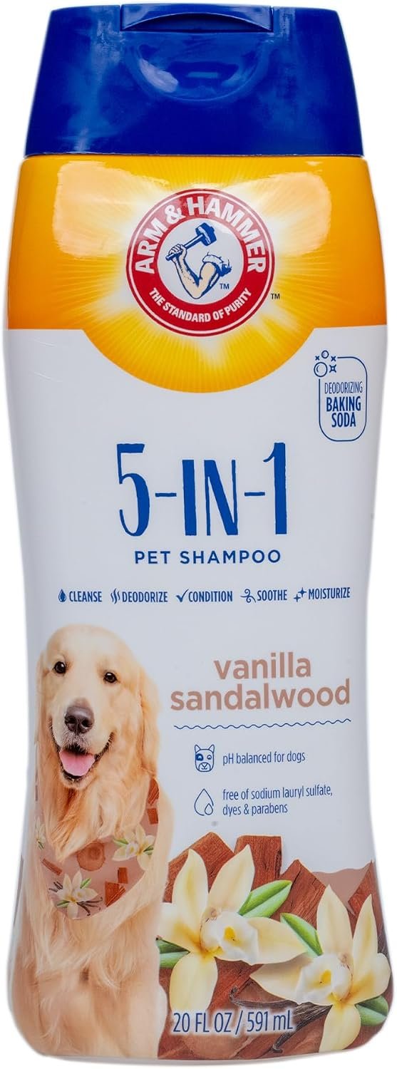 Arm & Hammer 5-in-1 Dog Shampoo, Vanilla Sandalwood, 20 Fl Oz