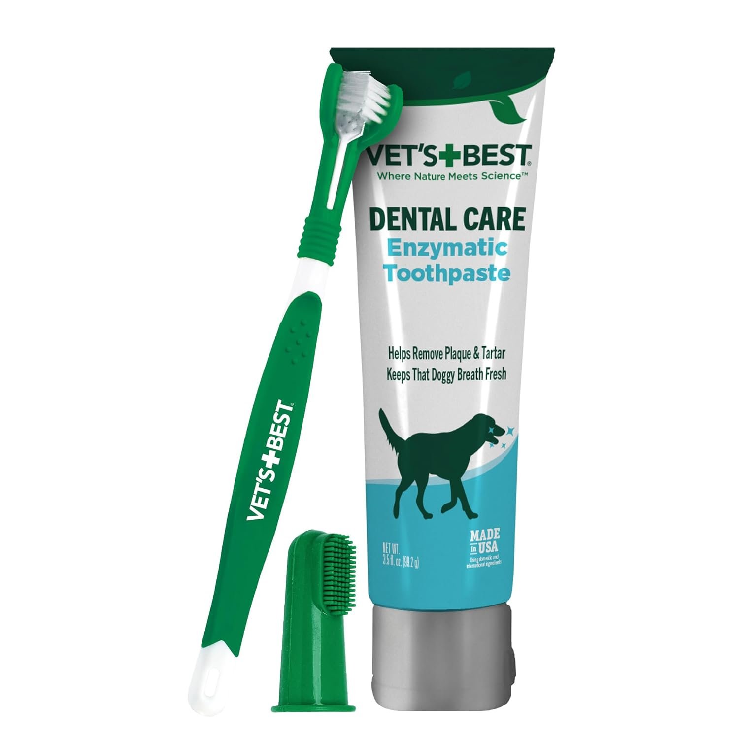 Vet’s Best Dog Toothpaste & Toothbrush Dental Care Kit, With Brush 3.5 oz