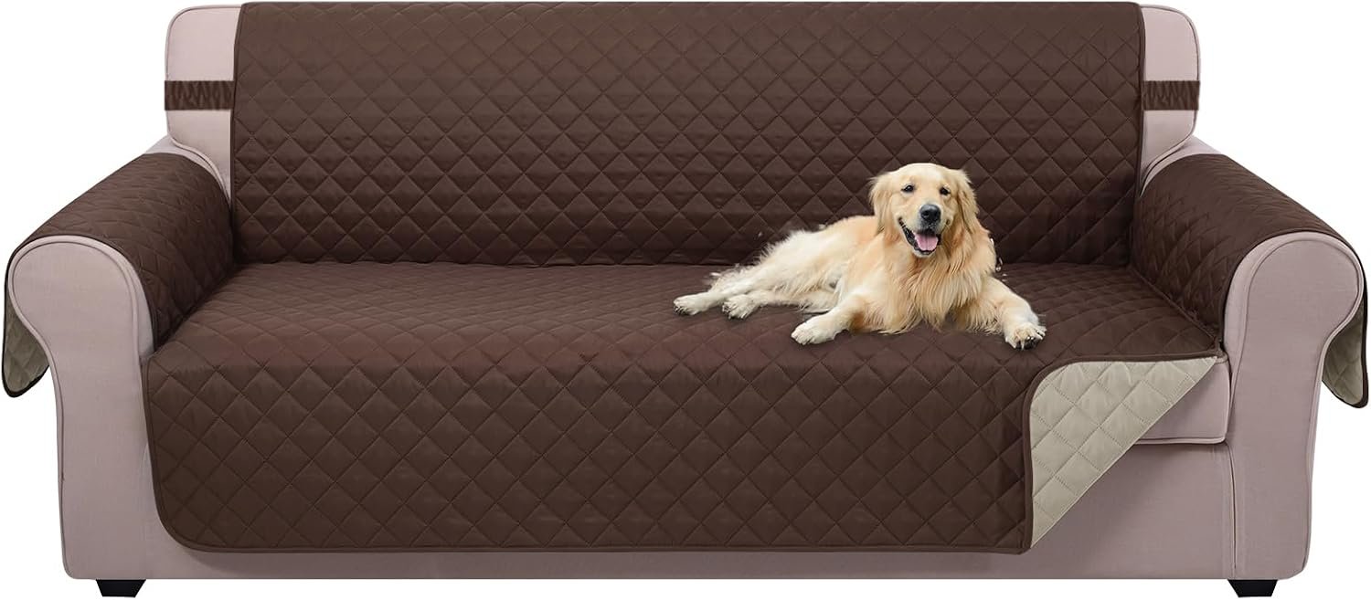 U-NICE HOME Reversible Sofa Cover Couch Cover for Dogs, Coffee/Beige