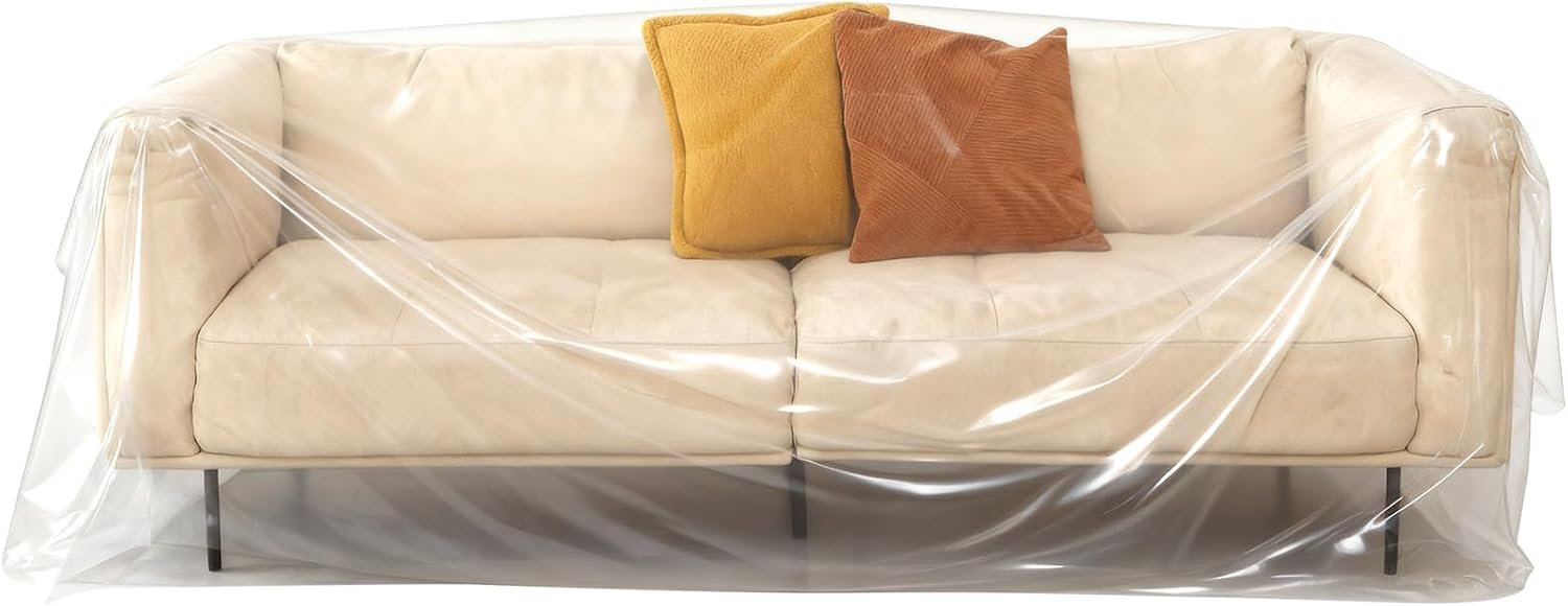 Magicheap Plastic Couch Cover 2 Pack, 150″ H x 47″ W, Clear