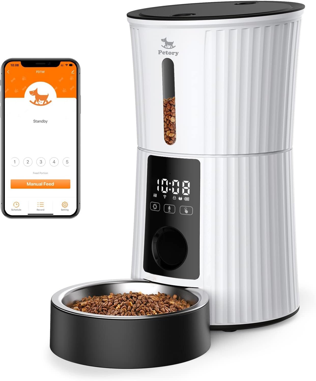 Petory WiFi Automatic Cat Feeder – 4L Dry Food Dispenser for Cats and Dogs