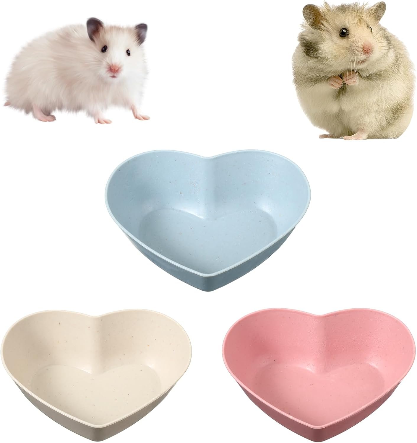 3 Pcs Guinea Pig Food Bowl Heart Hamster Food Water Bowl Plate Plastic Anti-Turning Water Dish Gerbil Drinking Bowls for Dwarf Syrian Hedgehog Gerbil Small Animals Rat Rodent, 2.9“ x0.9“