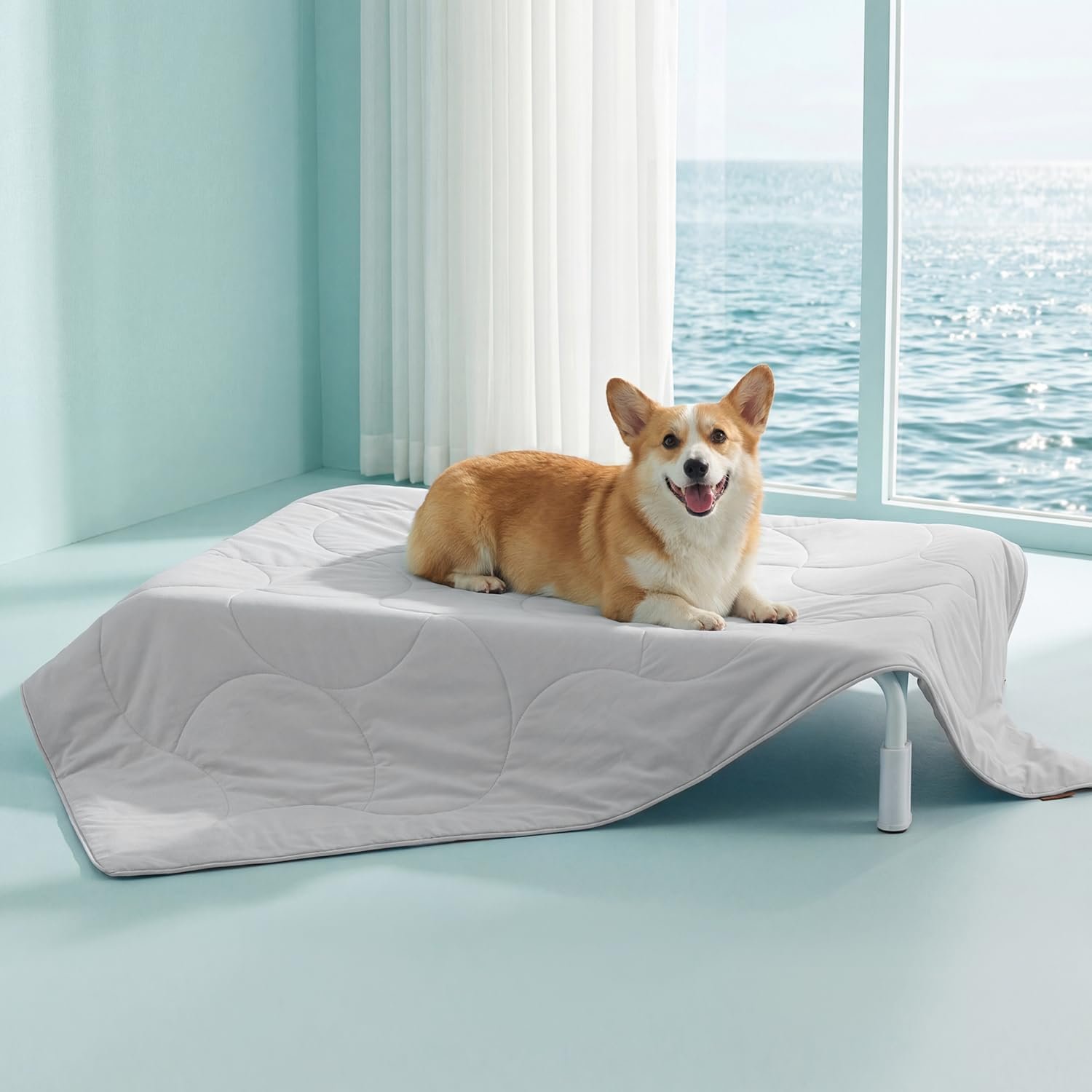 ZOMISIA Premium Cooling Blanket for Large Dogs – Q-MAX>0.5 Breathable Washable Dog Cooling Mat, Travel Soft Pet Summer Essentials, Grey, 40″x50″