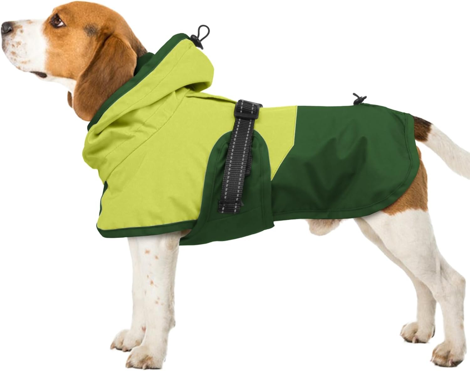 BRKURLEG Dog Raincoat, Waterproof Rain Jacket with Hood, Green, L