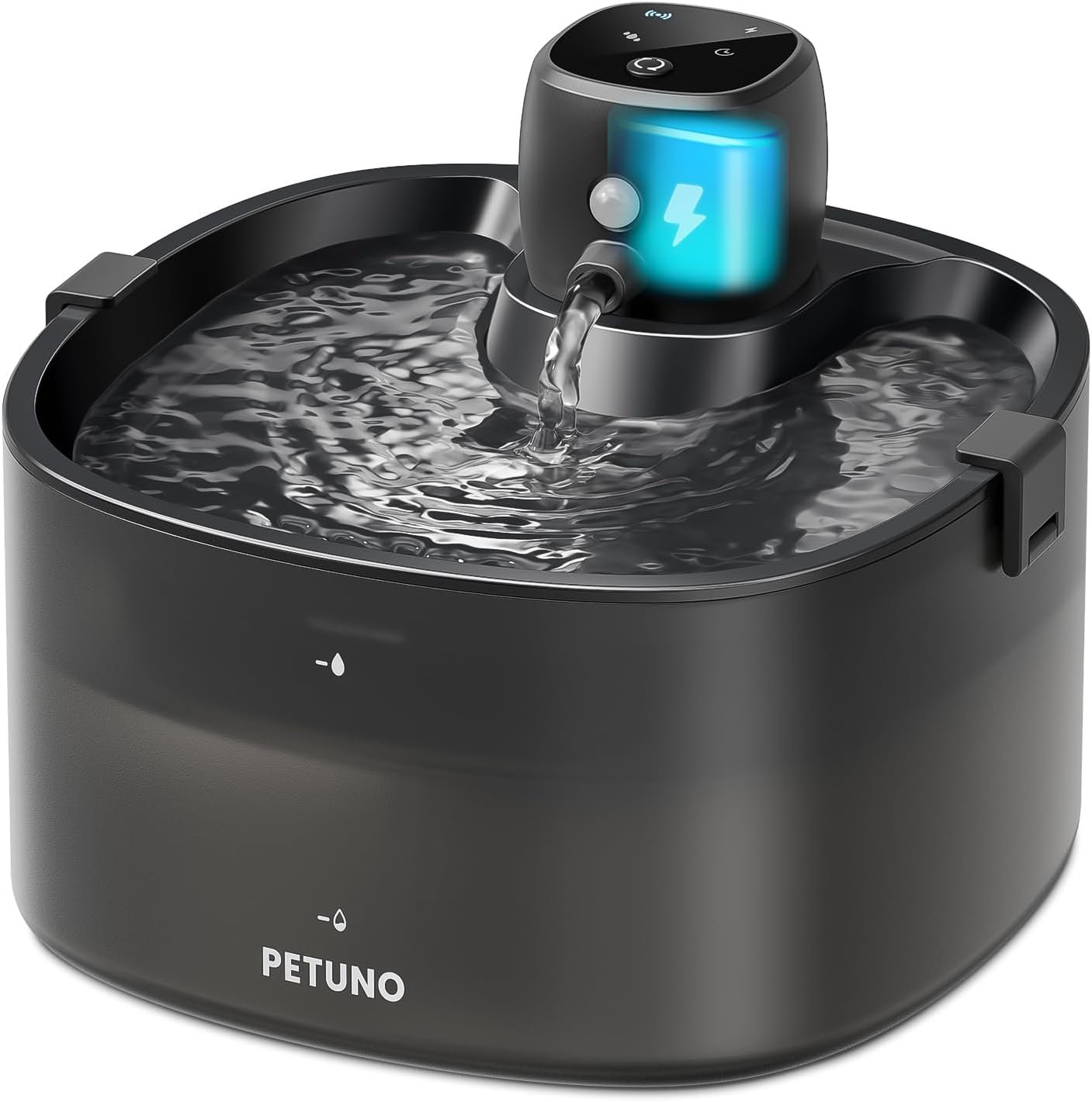 Cordless Cat Water Fountain, Battery Operated, Black, 78oz/2.3L