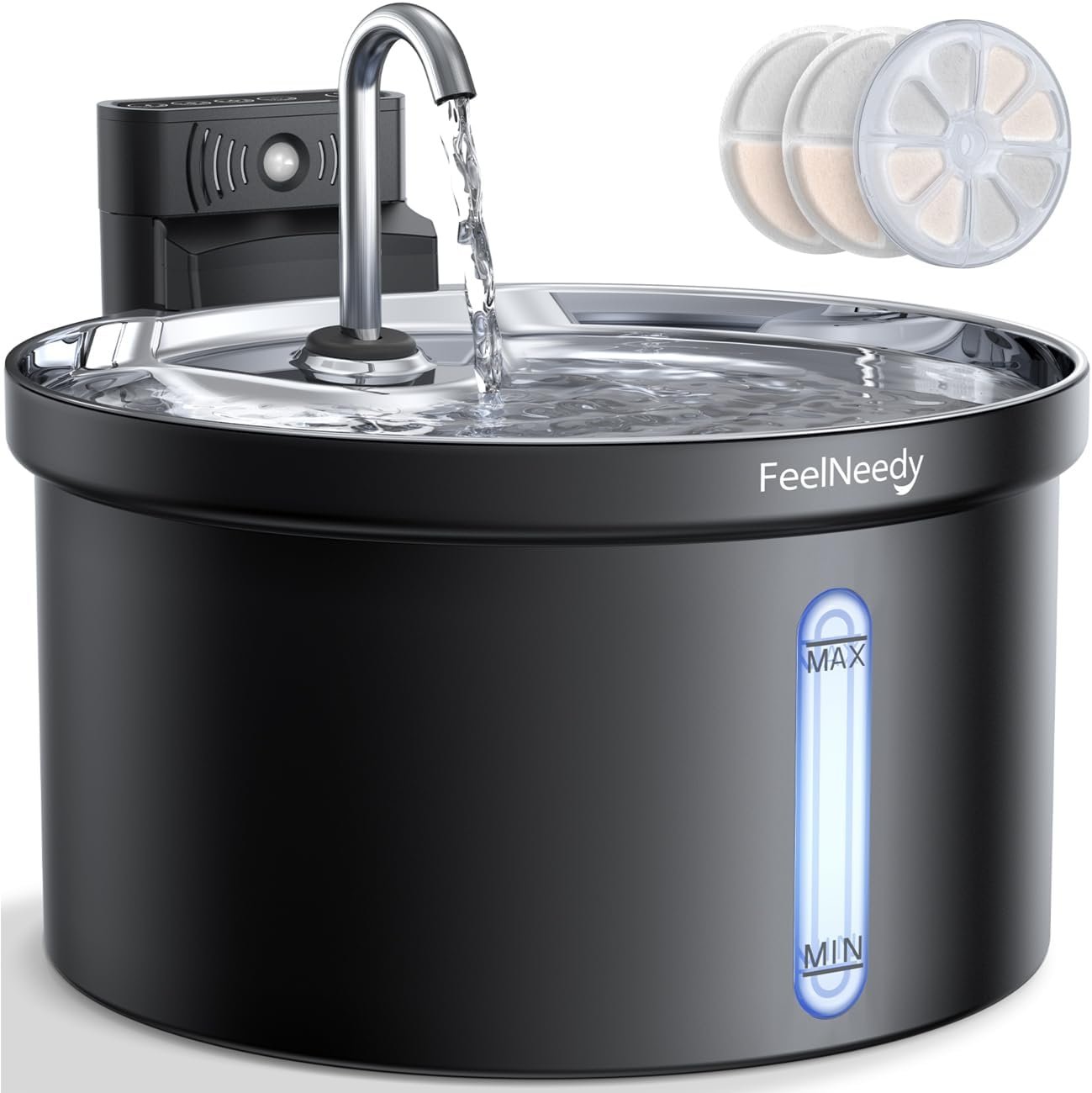 Wireless Cat Water Fountain [Water & Battery Separation] FEELNEEDY 4000mAh Battery Operated Cat Fountain, Cordless Pet Fountain with Motion Sensor for Cats Dogs-3.5L/118oz