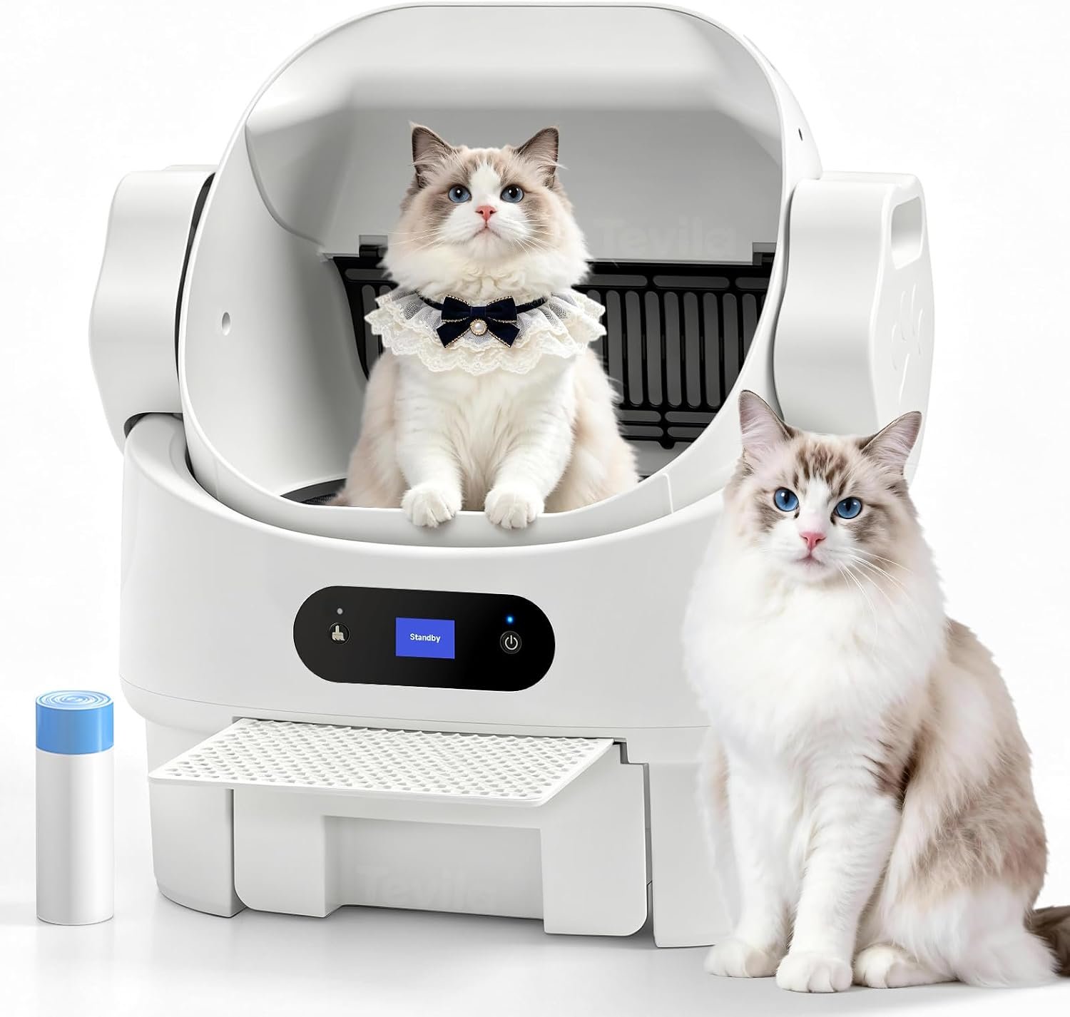 Self Cleaning Cat Litter Box,Automatic,Safety Sensor,Display,8L Waste Bin