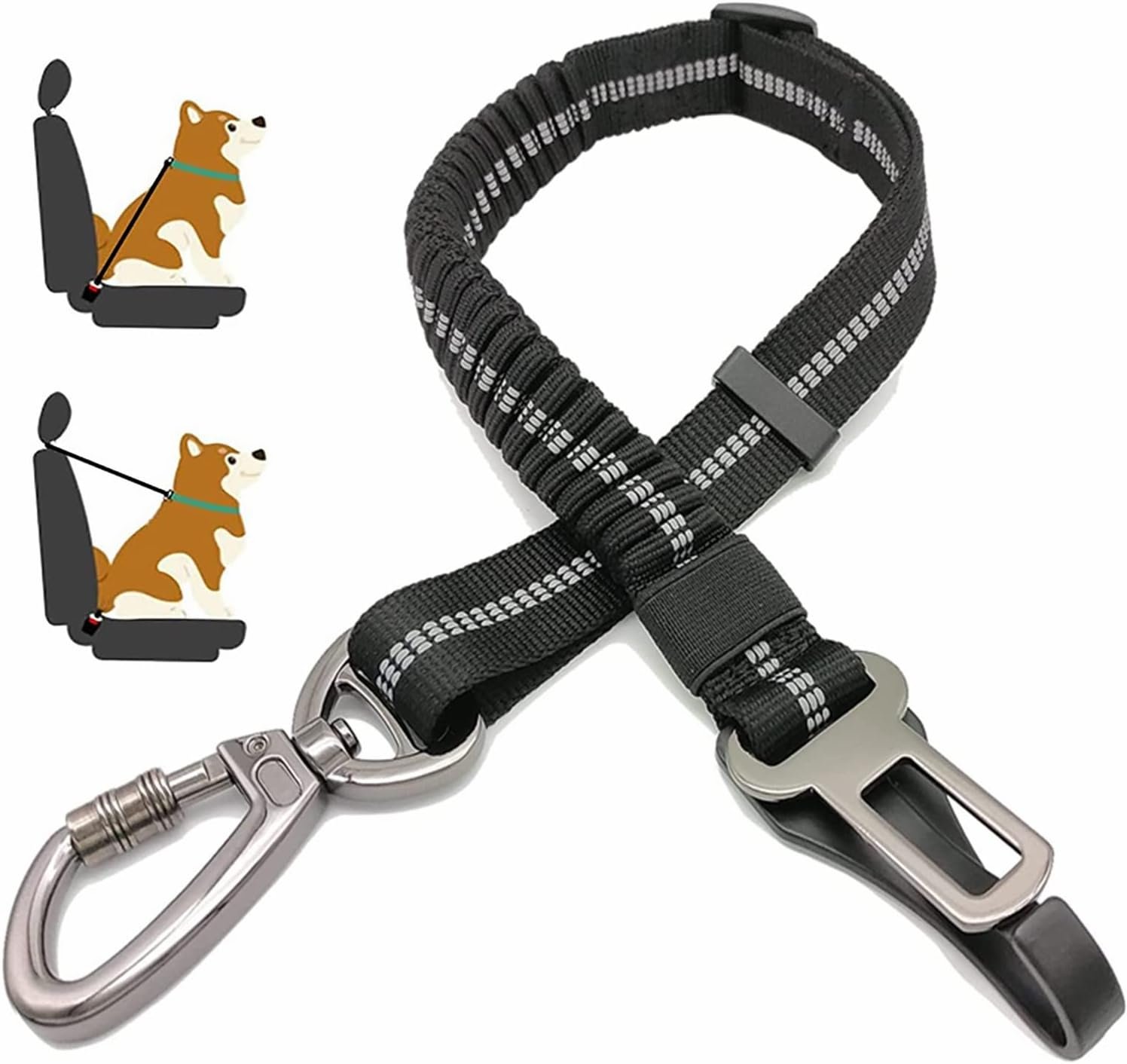 Dog Seat Belt, Adjustable 3 in 1 Dog Safety Belt with Carabiner