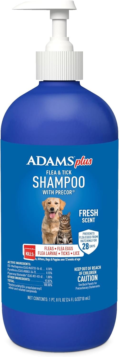 ADAMS Plus Flea & Tick Shampoo with Precor for Dogs, 24 Ounces