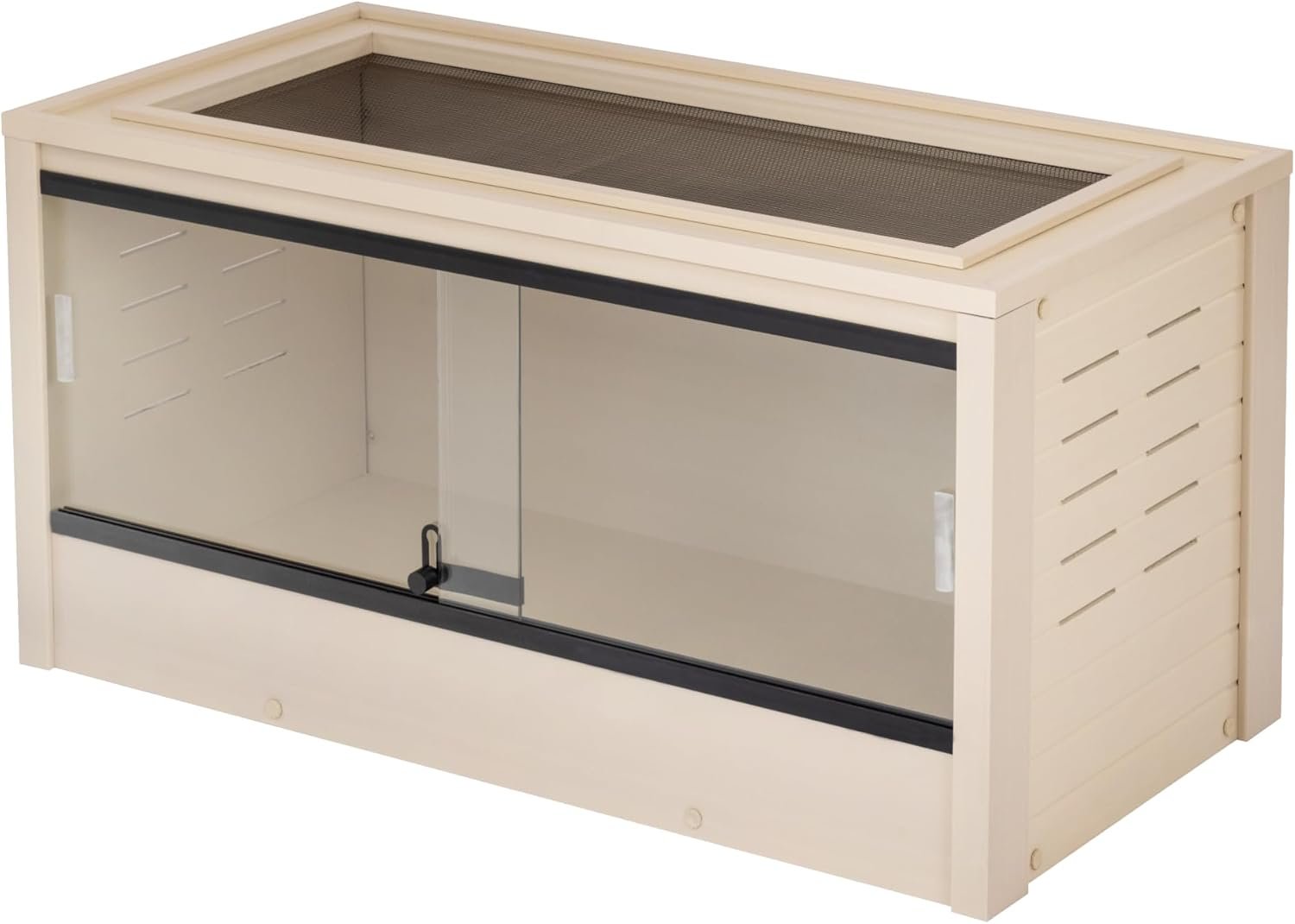 New Age Pet ECOFLEX 36″ Wide Medium Reptile Habitat, Mojave Lounge for Snakes, Tortoises & Lizards in Maple, Black & Grey, Easy Assembly, Sliding Glass Doors & Mesh Top