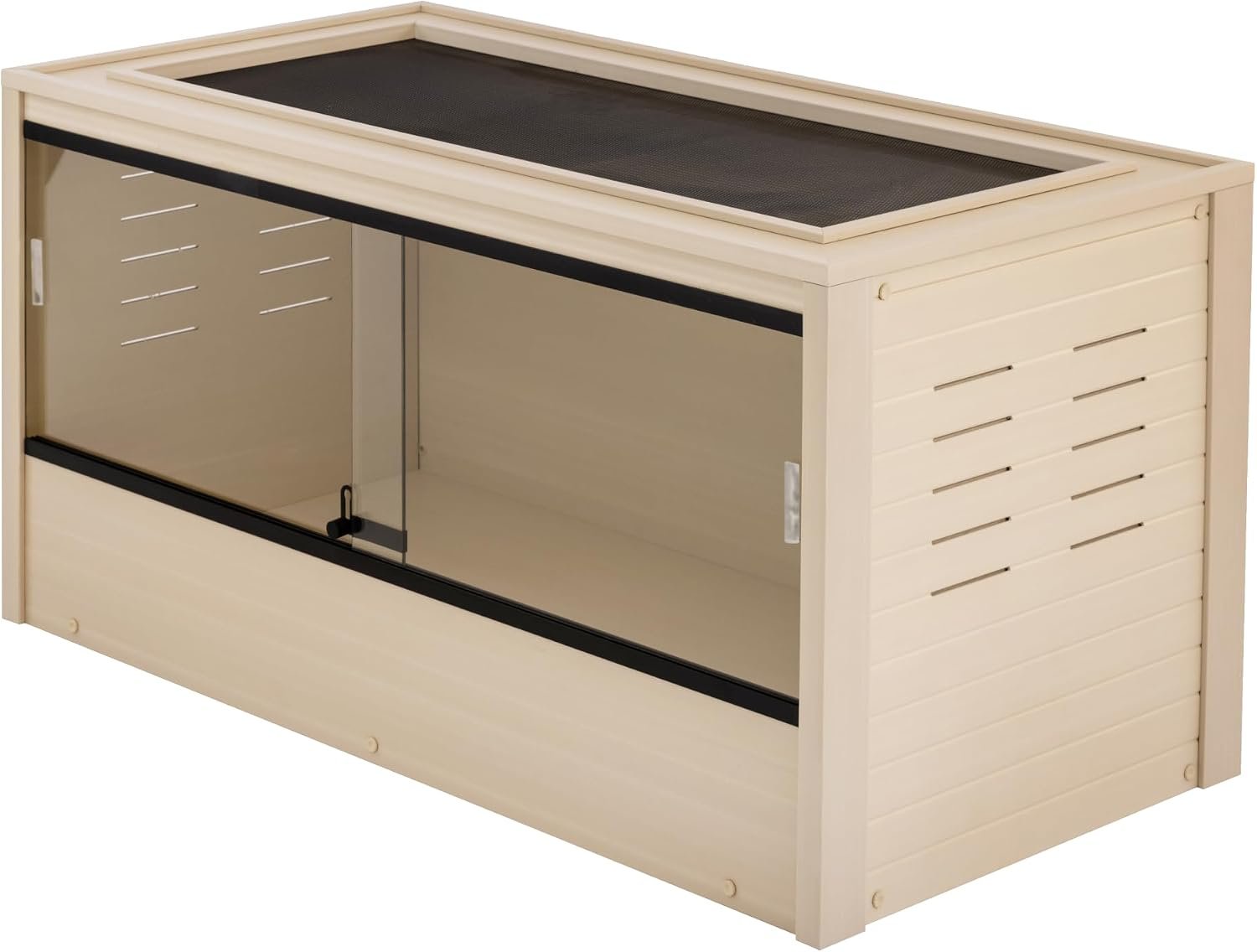 New Age Pet ECOFLEX 48″ Wide Large Reptile Habitat, Mojave Lounge for Snakes, Tortoises & Lizards in Maple, Black & Grey, Easy Assembly, Sliding Glass Doors & Mesh Top