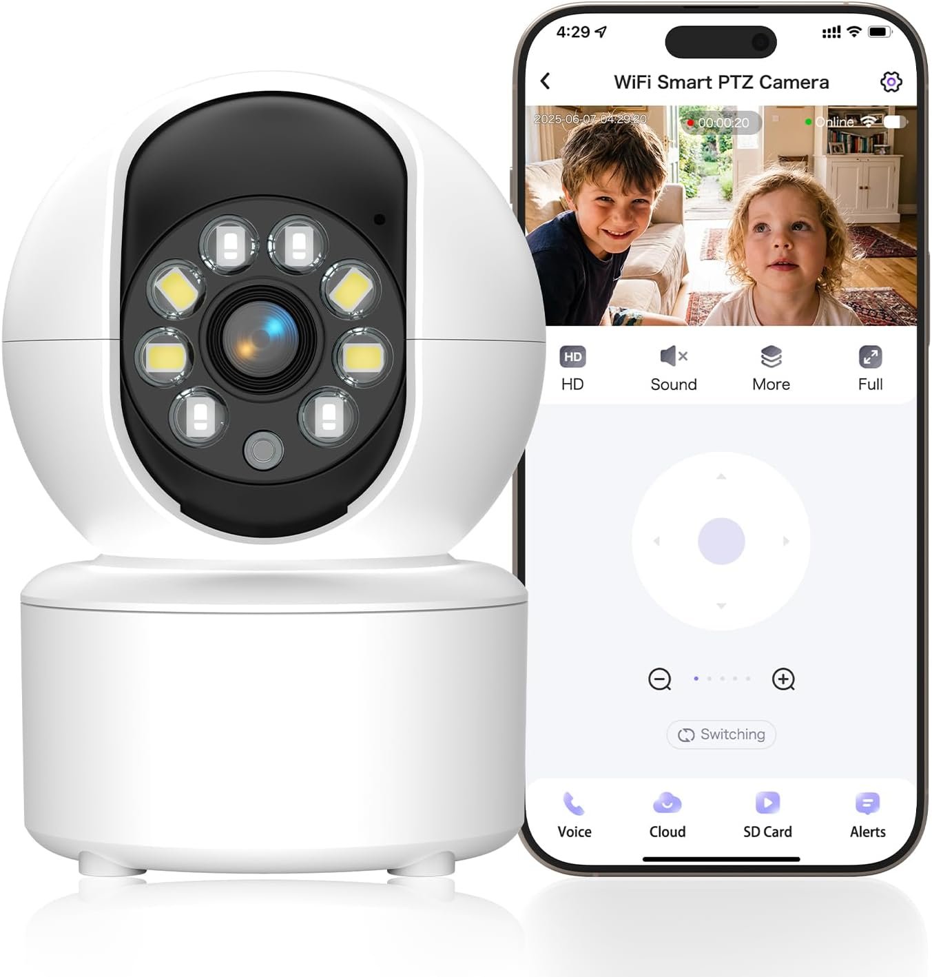 BROTEX Indoor Security Camera, 2.4GHz Wireless Camera for Home Security | 355° PTZ Pet Camera for Baby Monitor with Night Vision AI Human Tracking