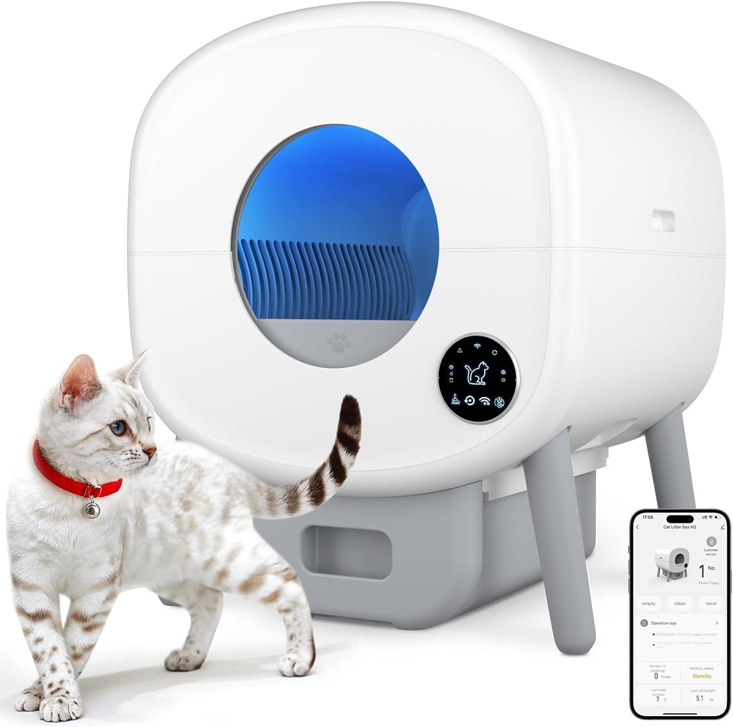 Cumrige Automatic Litter Box,Safety Sensor,App Control,95L Large Capacity