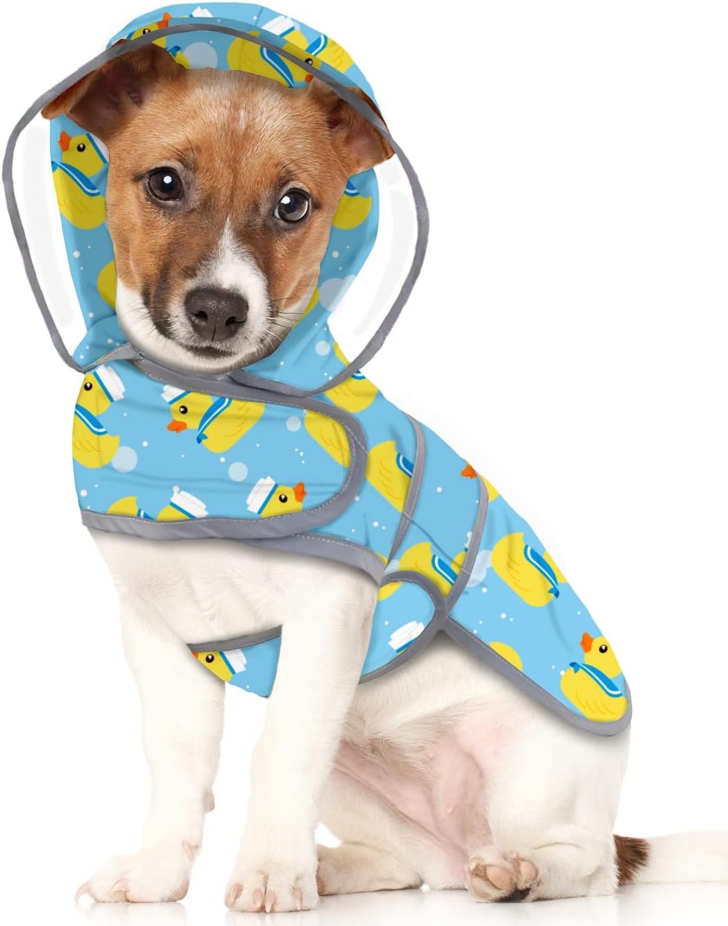 HDE Clear Hooded Dog Raincoat Jacket Poncho with Dog Leash Hole Blue S