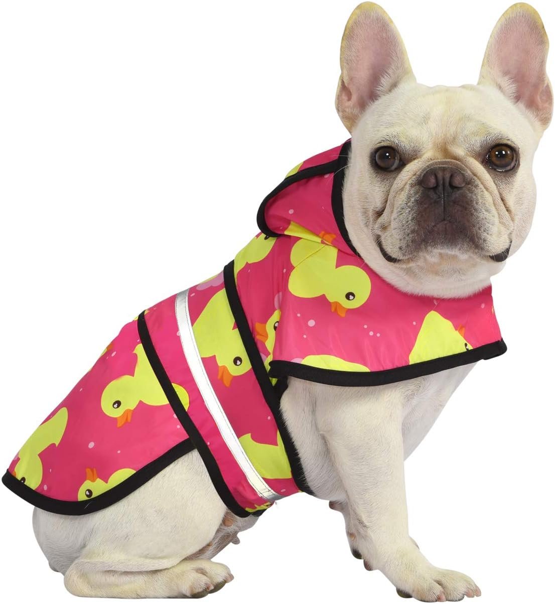 HDE Dog Raincoat with Hood & Leash Hole S-XL Dog Rain Jacket Pink Dk M