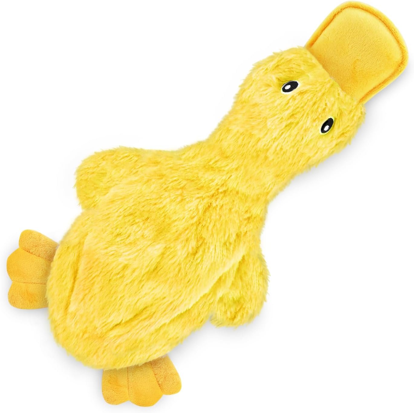 Best Pet Supplies Interactive Squeaky Dog Toy – Crinkle Duck, Yellow