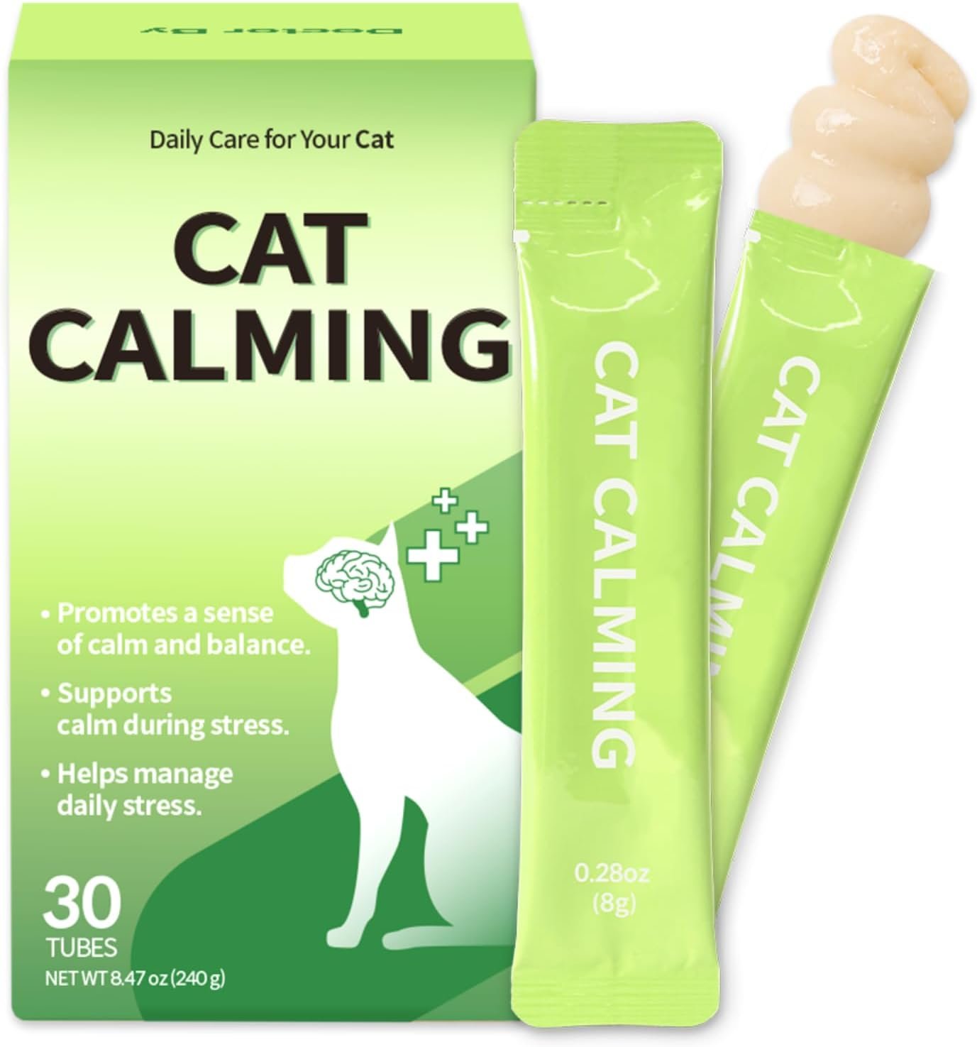 Doctor By Cat Calming Stress and Anxiety Relief Supplement Anti Stress Relaxant Sedative overgrooming with Lactium, L-Tryptophan 30 lickable Formula Individually Packaged, Chicken (1 Pack)
