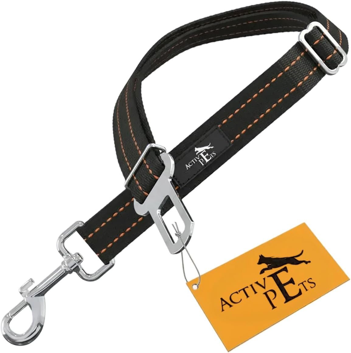Active Pets Orange Car Seat Belt for Dogs, Attaches to Harness & Collar, Adjustable 18″ – 24″ Travel Restraint System Fits Small – Large Pups for Safety & Comfort, Essential Pet Supplies & Accessories
