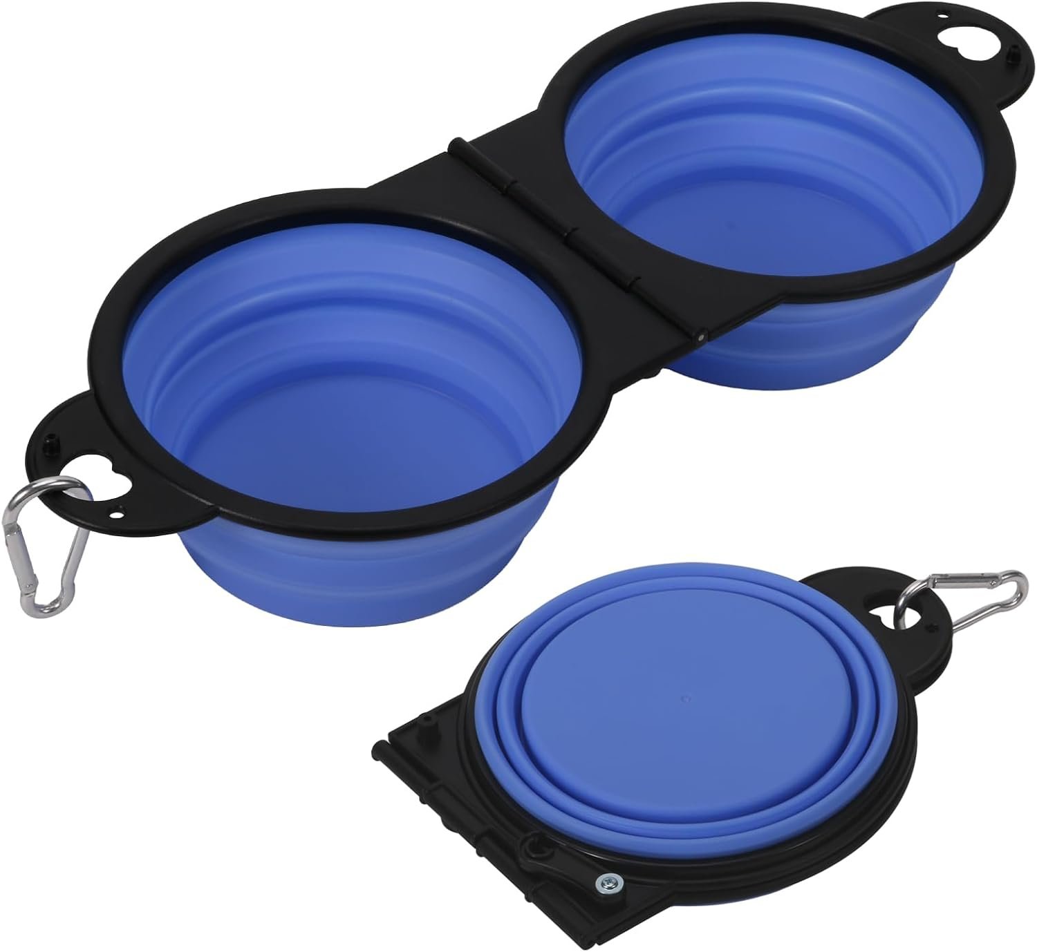 Collapsible Dog Dual Bowls, 2-in-1 with Locking Clip for More Stability 180 Degree Flip Portable Dog Travel Bowl for Water and Food Pet Food Drinker (Light Purple)