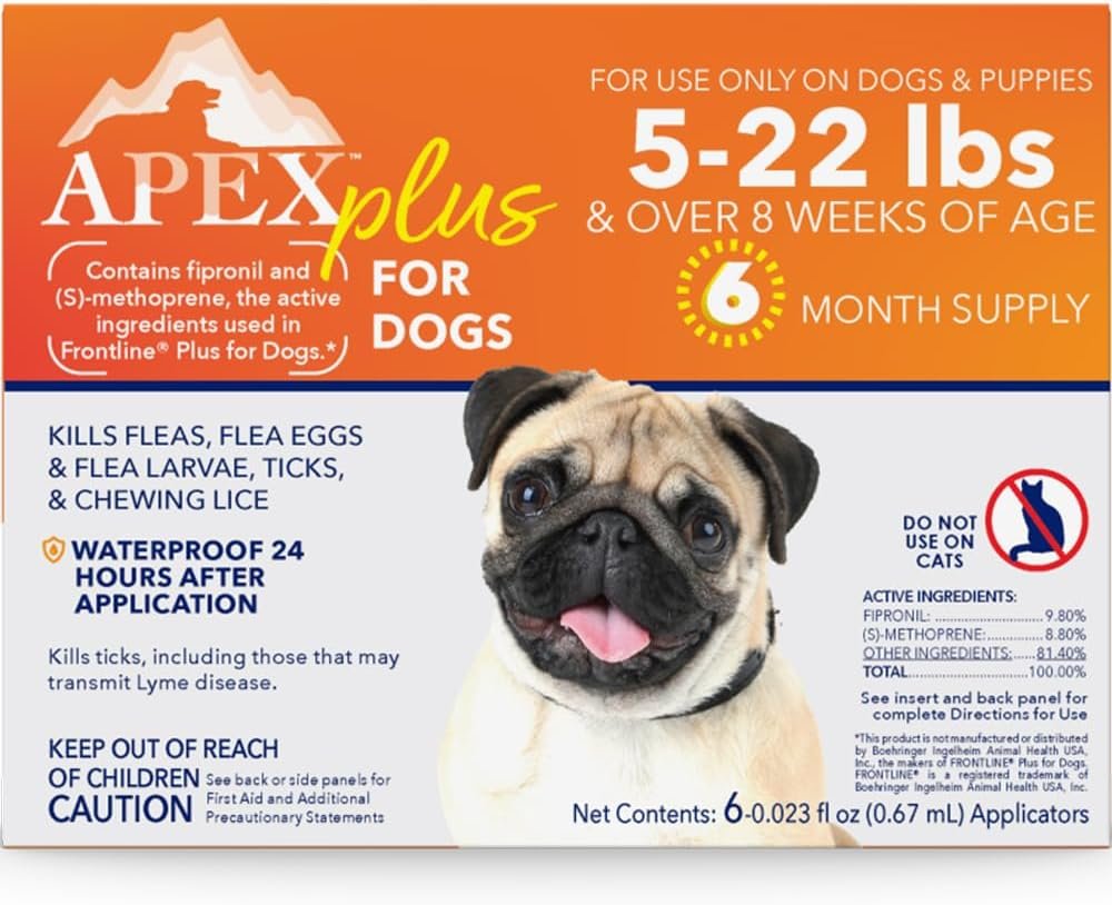 Apex Plus Flea & Tick Prevention for Small Dogs (5-22 lbs) 6-Month Supply