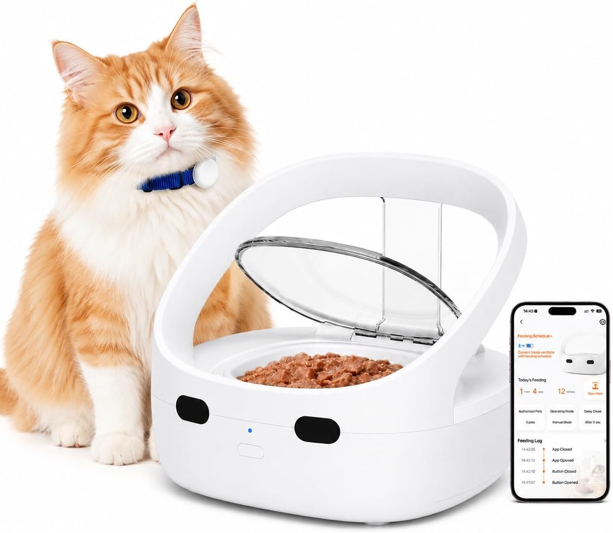 Smart Pet Feeder RFID Bluetooth, Wet & Dry Food Compatible, 400ML Capacity